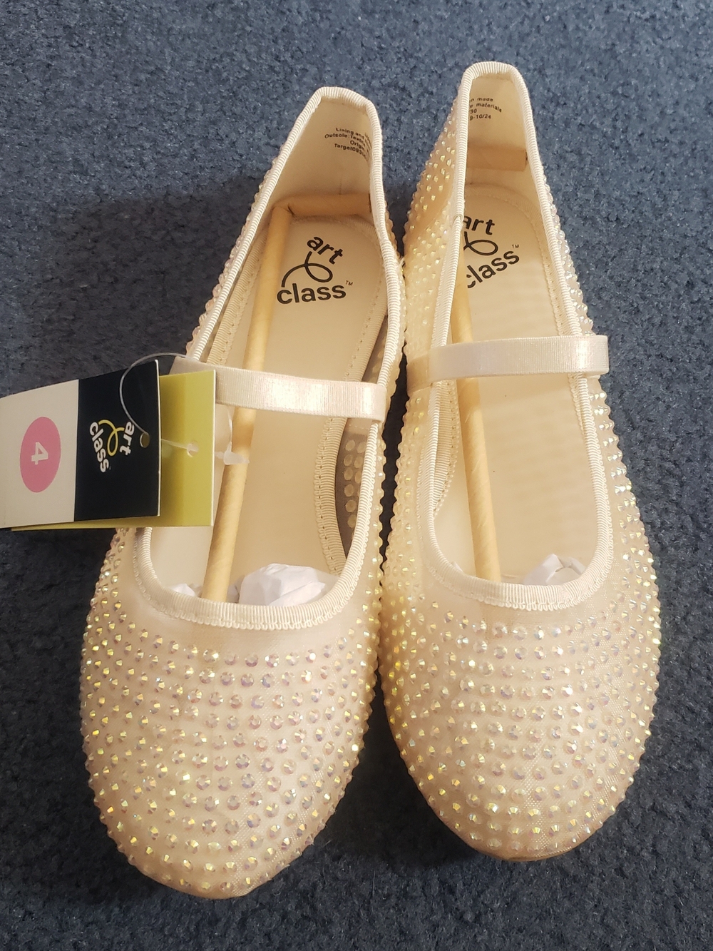 art class Cream Sparkle Mary Jane Flats with Elastic Strap